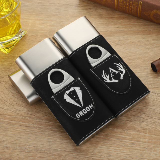 Black Laser Leather Cigar Case