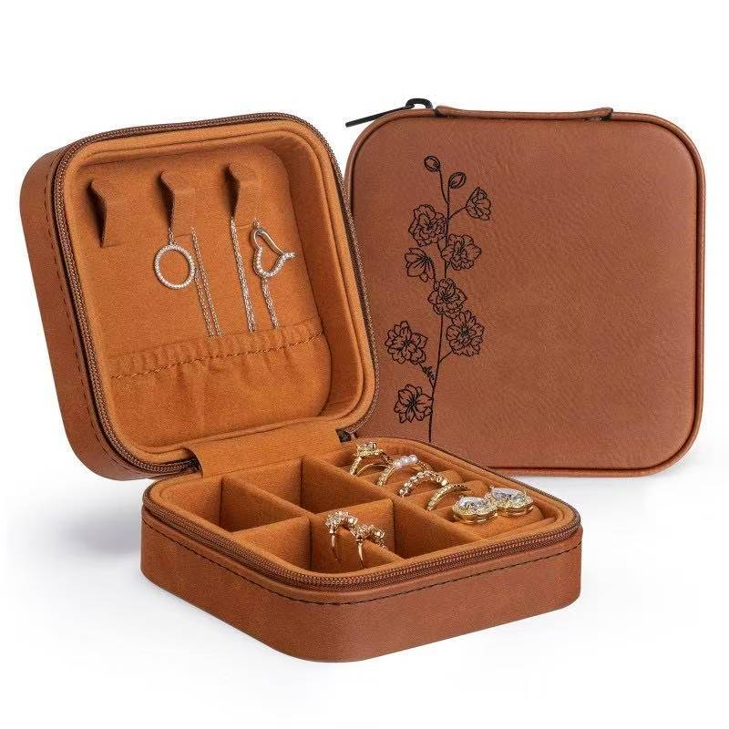 Laser engraving fashion leather jewelry box